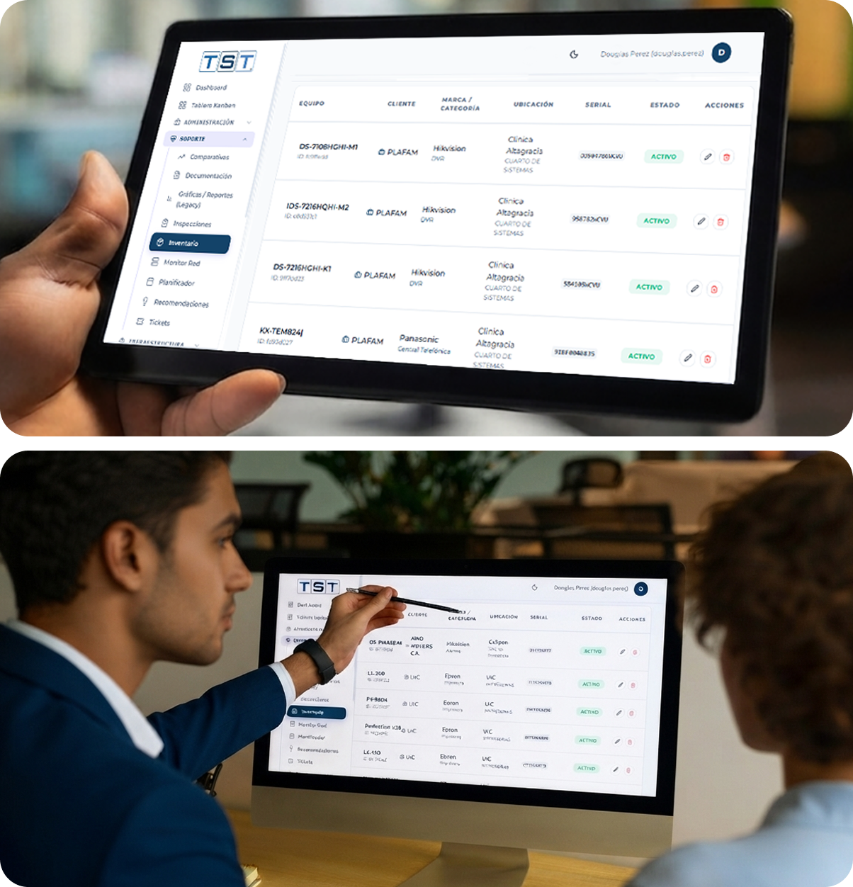 Control de inventario de los equipos y dispositivos